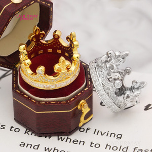 Cadermay Crown Ring 925 Silver Moissanite Pave Setting Wedding Cocktail Ring Unisex - Product Image 2