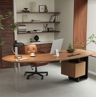 Bureau d'étude ergonomique rectangulaire en bois massif, bureau d'ordinateur moderne minimaliste de luxe léger, poste de travail avancé pour le bureau à domicile