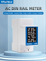 4IN1 110V 220V Din Rail AC Monitor Fase Tunggal 100A Pengukur Daya Energi VOLT AMP Voltmeter Ammeter Wattmeter