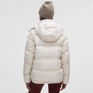 <span class=keywords><strong>Veste</strong></span> d'extérieur décontractée pour <span class=keywords><strong>femme</strong></span>, en nylon tricoté matelassé, épaisse, <span class=keywords><strong>imperméable</strong></span>, respirante, <span class=keywords><strong>coupe</strong></span>-<span class=keywords><strong>vent</strong></span>, blanche, avec capuche amovible - Product Image 4