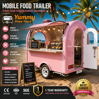 Mini-remorque alimentaire commerciale à essieu unique, remorque mobile pour café avec fenêtre de service, idéale pour les cafés de plage et les services de traiteur de desserts