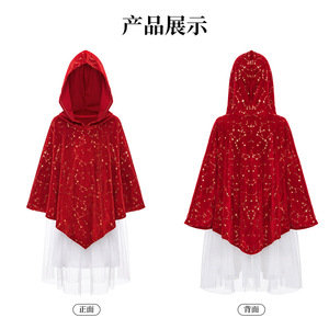 Capa con Capucha de Terciopelo para Niños, Falda de Tul, Disfraz de Caperucita Roja para Halloween - Product Image 3