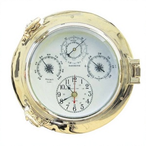 Reloj de Pared Náutico Analógico de Latón Antiguo de 12 Pulgadas con Tema de Ángel, Decoración para el Hogar, Acabado Premium - Product Image 1