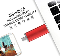 Clé USB 2-en-1 en métal OTG 64GB USB 3.0 en métal et clé USB avec porte-clés pour cadeaux de Noël et promotions