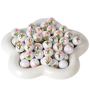 Perles rondes en acrylique de 16 mm, peintes de couleurs mélangées, en forme de tulipe, pour stylos DIY, colorées et tendance, faible MOQ - Product Image 6