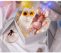 Caja de regalo con forma de corazón de amor, envoltorio de regalo de cumpleaños, corazón femenino, exquisito, brillante, cajas rígidas, tablero de papel gris
