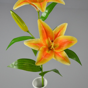 Lys artificiel Dongchen à tige unique, 60 cm, rose et blanc, fleur en soie pour décoration de maison et de mariage - Product Image 2