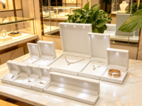 Boîte à bijoux LED blanche de luxe avec lumière pour bagues, boucles d'oreilles, pendentifs, bracelets – Idéale pour les propositions de mariage et l'emballage de présentation