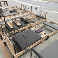 Reformer de Pilates Plegable de Madera de Roble, Portátil, Ajustable, Máquina de Pilates para Entrenamiento de Equilibrio con Altura de Piernas Ajustable