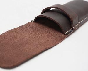 Estuche para Bolígrafos de Cuero, Funda Cosida de Cuero Genuino en Color Marrón, Negro y Marrón Oscuro para Herramientas de Escritura y Suministros de Oficina - Product Image 4