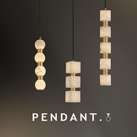 Luminaire suspendu en forme de sphère en albâtre naturel empilé verticalement |   Lampe suspendue LED avec accents en laiton doré pour salon