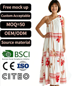 Robe longue plissée asymétrique à imprimé plage, luxueuse et confortable, en soie, pour <span class=keywords><strong>femme</strong></span> - Product Image 1