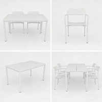 Table de salle à manger extérieure en aluminium durable, légère et moderne de luxe pour hôtel et cour