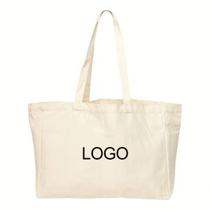 Custom <b>Large</b> Cotton Shopping <b>Bag</b> for Grocery Beach White <b>Canvas</b> Tote <b>Bag</b> With Pocket and Zipper - Product Image 1