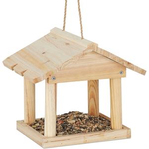 Cage à oiseaux en bois suspendue, style moderne, maison pour oiseaux sauvages d'extérieur, maison de jardin, station d'alimentation - Product Image 6