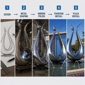 Escultura Moderna de Cisne Abstracto con Acabado Espejo, de Acero Inoxidable, con Doble Arco y Alas Curvas, Arte de Soldadura, Elemento Acuático para Plaza, Hotel, Monumento - Product Image 3