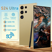 Teléfono Celular Inteligente S24 Ultra Dorado, Económico, al por Mayor en China, Deca Core, 108MP, 5G, AMOLED FHD, Doble SIM, Compatible con Inglés/Español/Francés