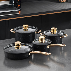 Olla <span class=keywords><strong>de</strong></span> Cocina Antiadherente <span class=keywords><strong>de</strong></span> Acero al Carbono al por Mayor, Olla para Sopa, Sartén, Olla para Leche, Juego <span class=keywords><strong>de</strong></span> Ollas Multifuncionales con Tapa <span class=keywords><strong>de</strong></span> Vidrio - Product Image 1