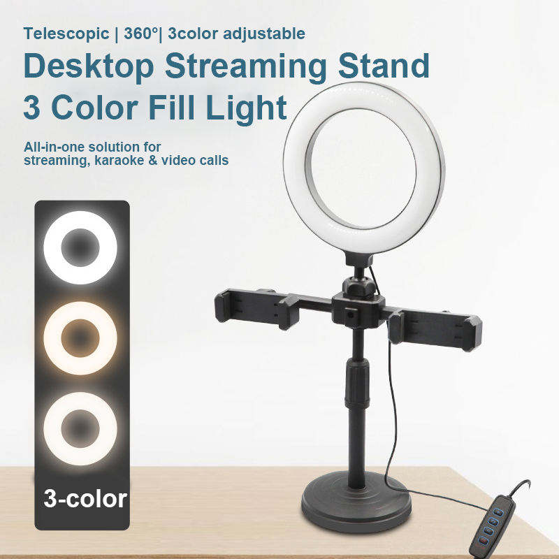 6 Inch Led Selfie Ring Light Tripod Stand Mobile Live Broadcast Makeup Photography Fill Light LED Dual Position Phone Support