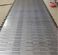 Cintas transportadoras de cadena perforada de acero inoxidable personalizadas para lavado y secado industrial de alimentos, con bisagras para chatarra.