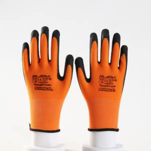 ถุงมือยางนิ่มกันลื่นโพลีเอสเตอร์ถุงมือป้องกันความปลอดภัยสำหรับใช้ในการทำงานถุงมือสำหรับการก่อสร้างด้ามจับอาหารมื้อเย็น - Product Image 3