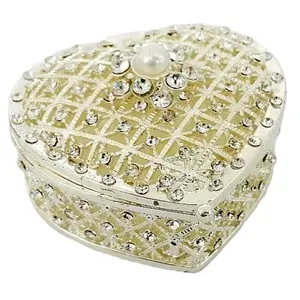 あなた自身のロゴを作るSlivery heart shape pearl Mini wedding jewelry box for wedding pary