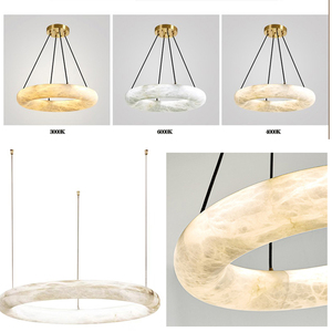 Đèn chùm và đèn treo trần tròn sang trọng bằng đá cẩm thạch tự nhiên Alabaster cho phòng khách, kiểu hiện đại - Product Image 2