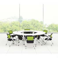 Table pliable de salle de formation de bureau de forme d'éventail de conseil de Mfc de conception moderne avec des roues