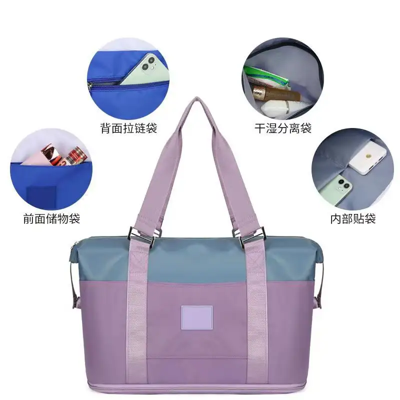 Custom Travel Bag Oxford Cloth Waterproof Luggage Handbag Spend The Night Bag Splice Color Large Capacity Gym Duffel Tote Bag