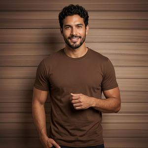 Camiseta de Algodón para Hombre, Corte Regular, Cuello Redondo, Manga Corta, Color Sólido, Tejido Jersey, Tinte Liso - Product Image 1