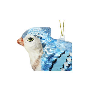 Ciondolo a forma di uccello blu libero con immagine di vetro dipinto con animale serie di decorazioni per la scena dell'albero di Natale - Product Image 2