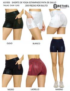 Shorts de Mujer con Estampado de Pata de Gallo, Spandex, Cintura Elástica, para Deporte y Yoga, Tallas S M L XL - Product Image 3