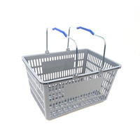 Panier de courses populaire pour supermarché, bac de rangement en plastique avec poignées