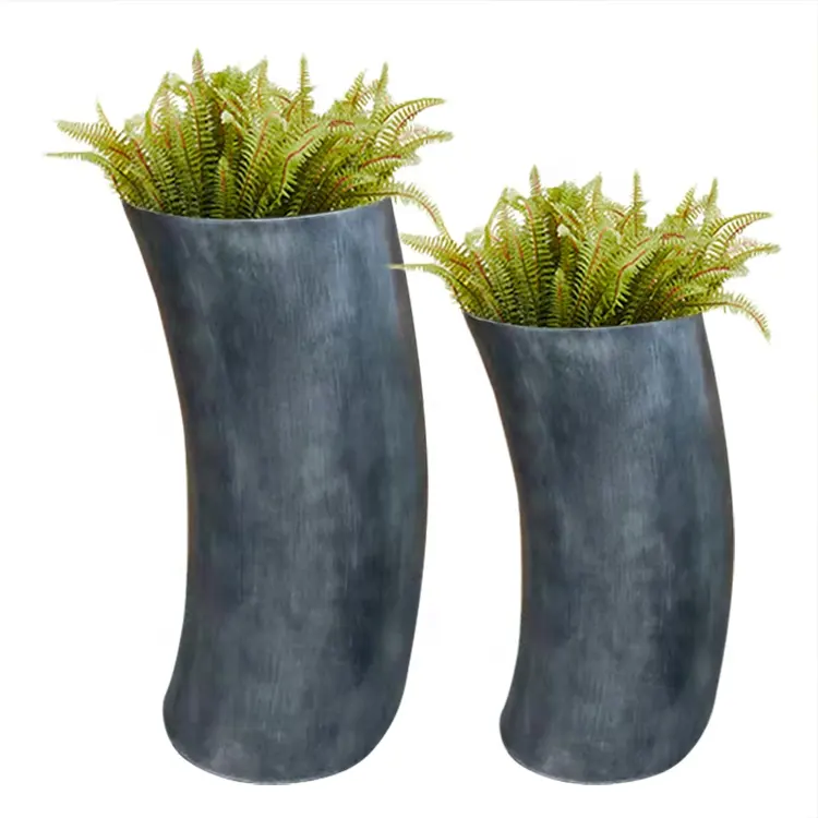 Rifornimento diretto Della Fabbrica Nero Antico Argento Outdoor Garden Planter Pentola di Materiale In Fibra di Vetro