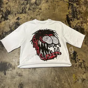 T-Shirt Fabrikant Custom Oem Zwaargewicht Oversized Mock Nek Drop Shoulder Screen Print Cropped Grafische T-Shirts