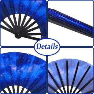 Abanico Plegable de Exhibición para Boutique, con Varillas de Bambú y Tela Reactiva a Luz Negra (UV), 33cm, Ideal para Venta Minorista y Reventa en el Mercado - Product Image 3