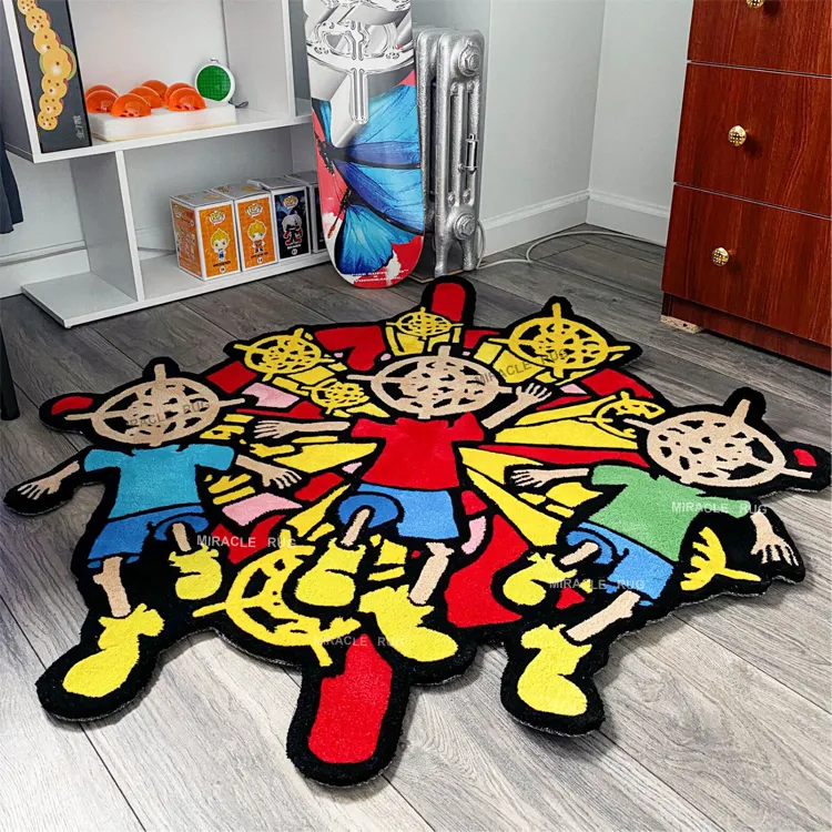 Alfombras Anime Forma personalizada Alfombrillas Tallado a mano Comercial Troquelado Forma de marca Diseñador Logo Alfombras Alfombra personalizada