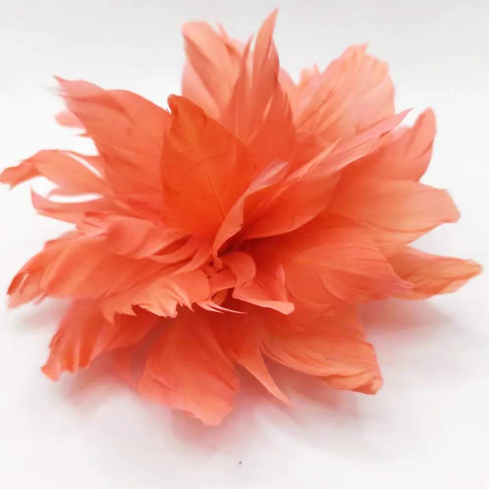 뜨거운 판매 다채로운 꽃 머리 장식 웨딩 거위 깃털 인공 대형 모란 장미 머리 꽃