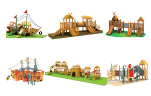 Grande glissière de terrain de jeu en bois inoxydable, bateau de <span class=keywords><strong>Pirate</strong></span>, Design personnalisé pour enfants, glissière en plastique, maison en plastique CN;GUA - Product Image 6