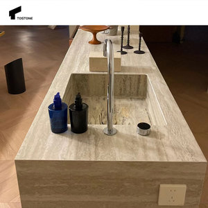 Tostone tinh tế tự nhiên màu đỏ travertine đá không thấm nước Countertop cho Vanity Top Home Bar khách sạn trang trí nội thất - Product Image 2