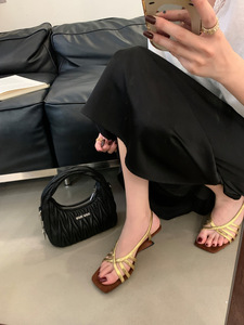 Square Toe Women Strappy <b>Block</b> <b>Heel</b> <b>Sandals</b> Ankle Buckle Back Strap <b>Ladies</b> Summer Party Dress Shoes - Product Image 2