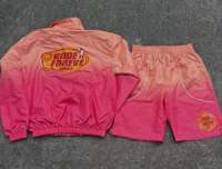 Ensemble de survêtement personnalisé 2 pièces : Veste coupe-vent dégradée et short assorti, logo basketball, streetwear, fabricant OEM