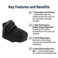 Chaussure orthopédique à semelle rigide et large pour l'avant-pied, idéale pour la rééducation post-opératoire des hallux valgus et des blessures à l'avant-pied - Vente en gros usine