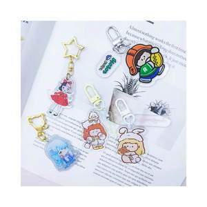 Plastic Key Chain Custom DIY Accessories Double Side Printing Glitter Keyring Creative Keychain Cartoon Acrylic Keyhcians Anime