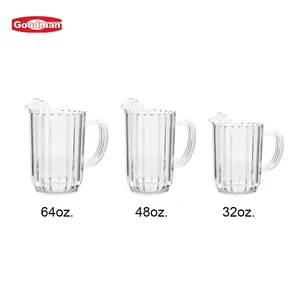 Hot Sale Restaurant Pc Clear Tea Jug Juice Carafes Bottle Acrylic Pouring Glass Water Pitchers With Lid Plastic Pitcher