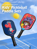 Ensemble de raquettes de pickleball légères pour enfants, face en fibre de verre, poignée souple en EVA, design de dessin animé imprimé UV, noyau en nid d'abeille, forme standard