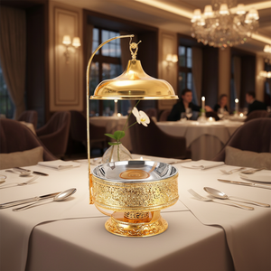Scaldavivande Royal Gold 8L con Coperchio a Campana, Chafing Dish per Catering, Ideale per Ramadan, Riunioni Familiari, Feste, Buffet - Product Image 4