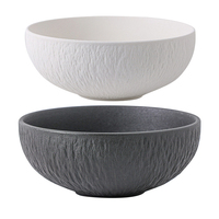 Porcelaine blanche noire Creative Stone grain hôtel restaurant vaisselle Relief Bol à riz