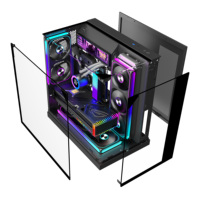 Boîtier PC Gamer ATX Mid-Tower sans pilier avec triple vitrage, ventilateurs RGB et vue panoramique