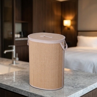 Panier à linge pliable triangulaire moderne en bambou et polyester avec couvercle, organiseur de vêtements peu encombrant, panier de rangement